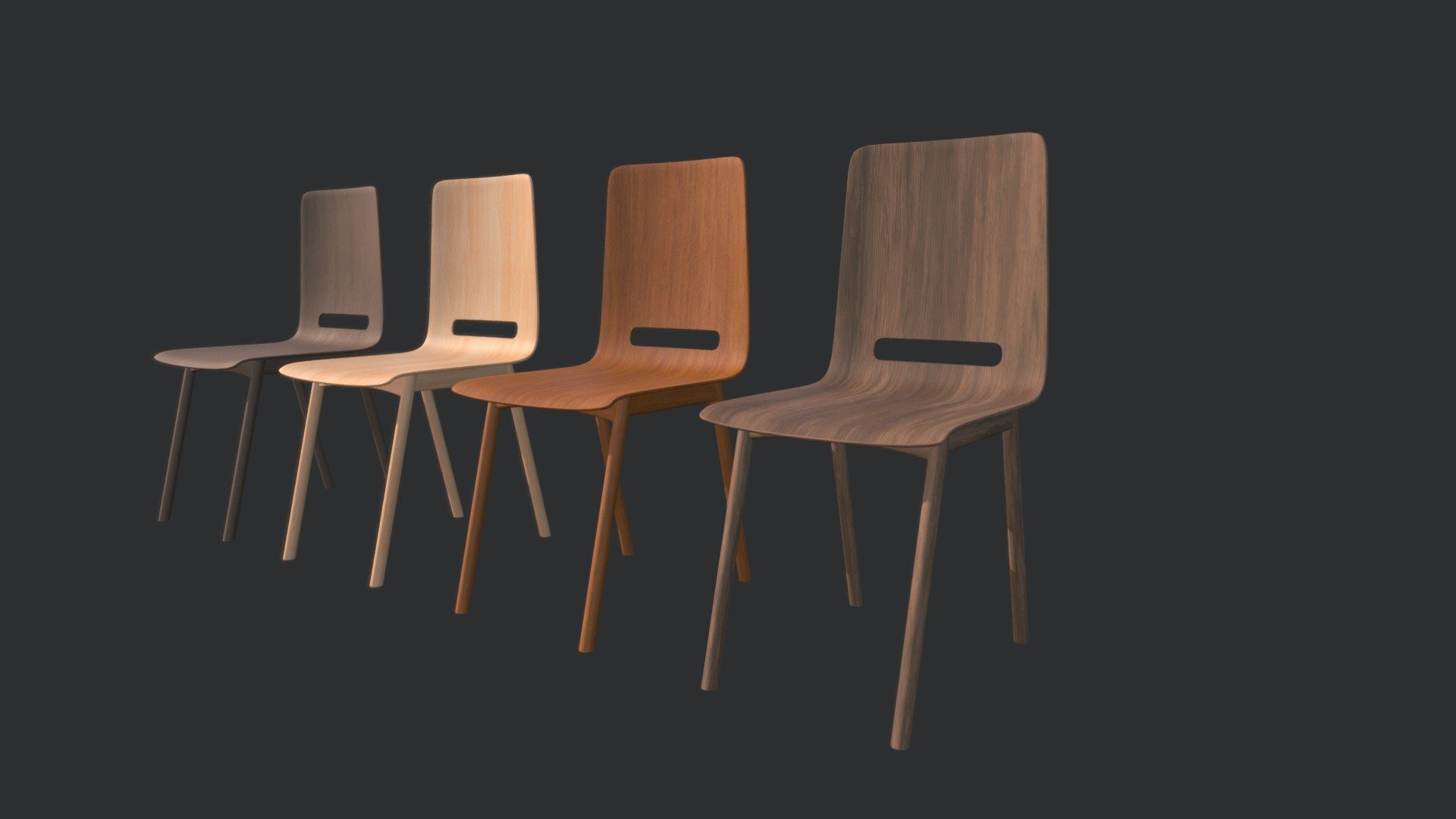 Wooden Modern Chairs 3d model