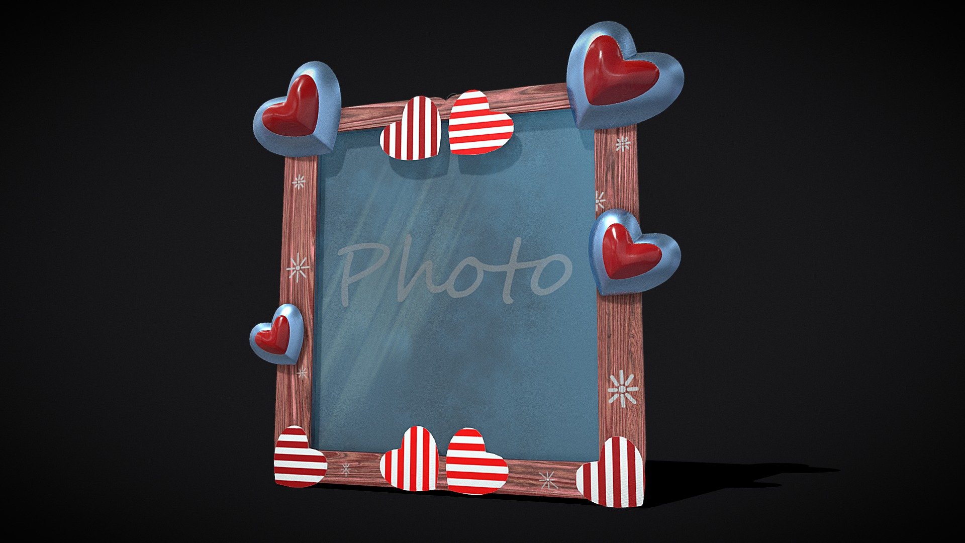 Valentines Hearts Picture Frame 3d model