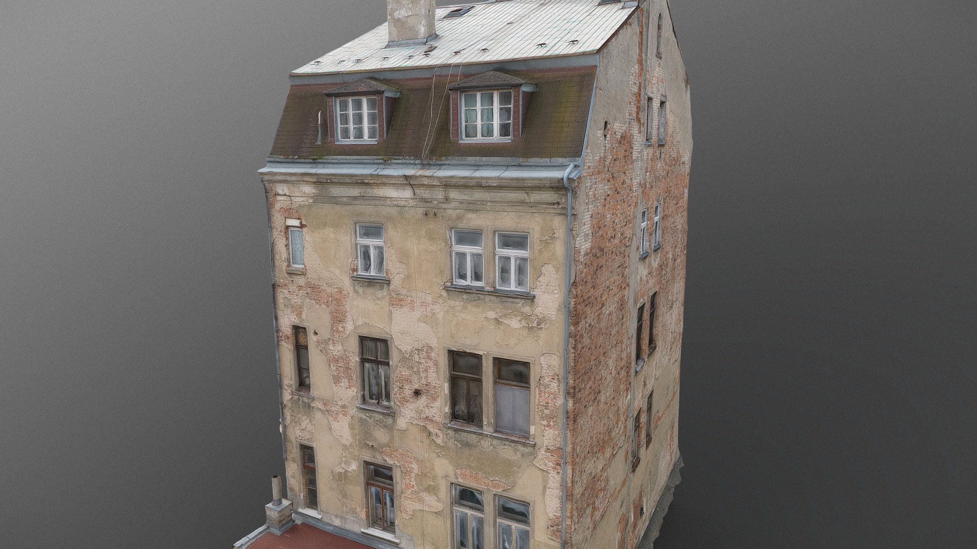 High appartment building ruin 3d model