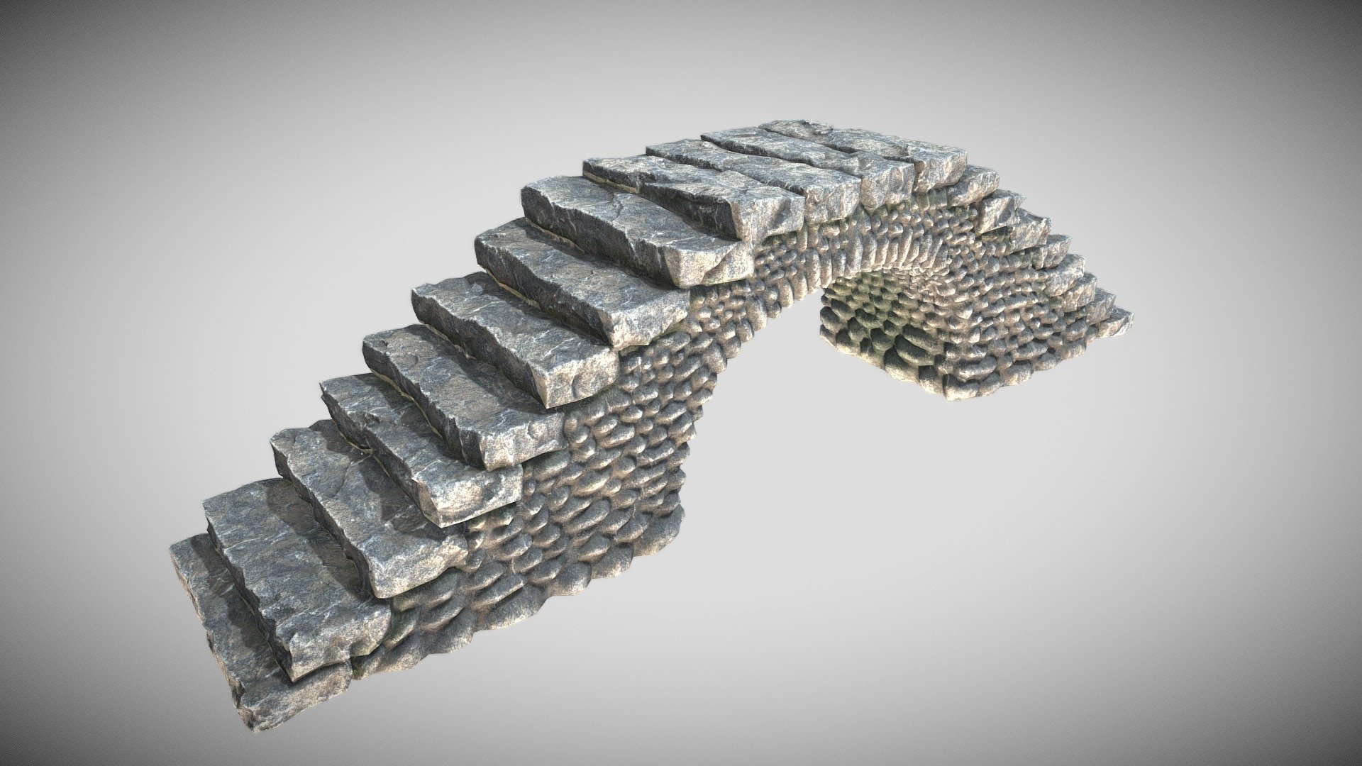 Cobblestone Bridge Medieval Low-Poly Footbridge 3d model