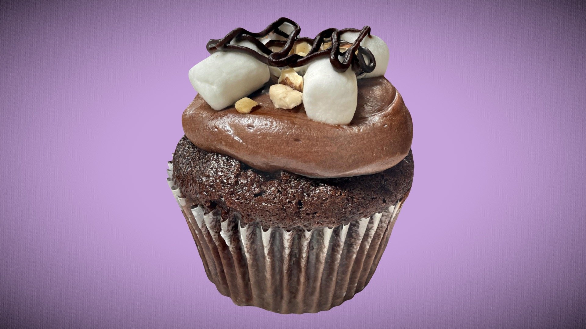 Chocolate Marshmallow Cupcake 3d model