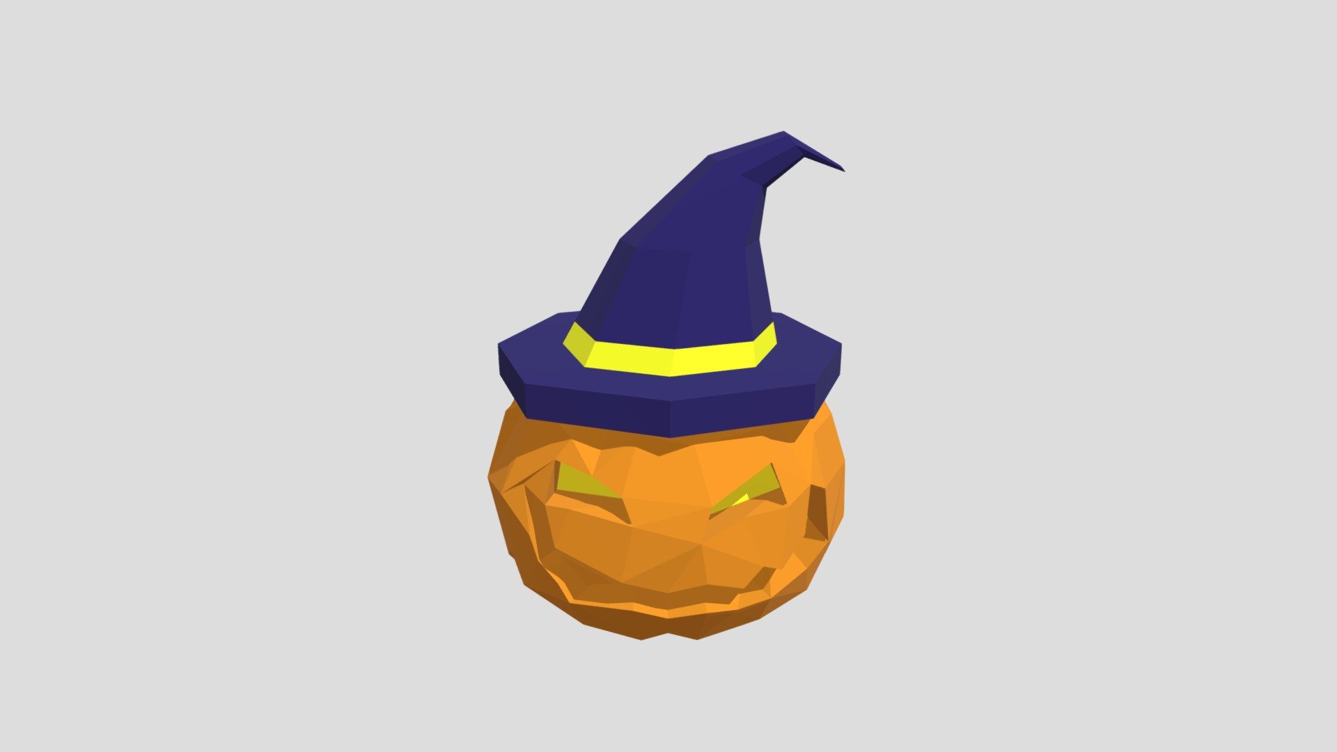 Low poly halloween witch pumkin 3d model