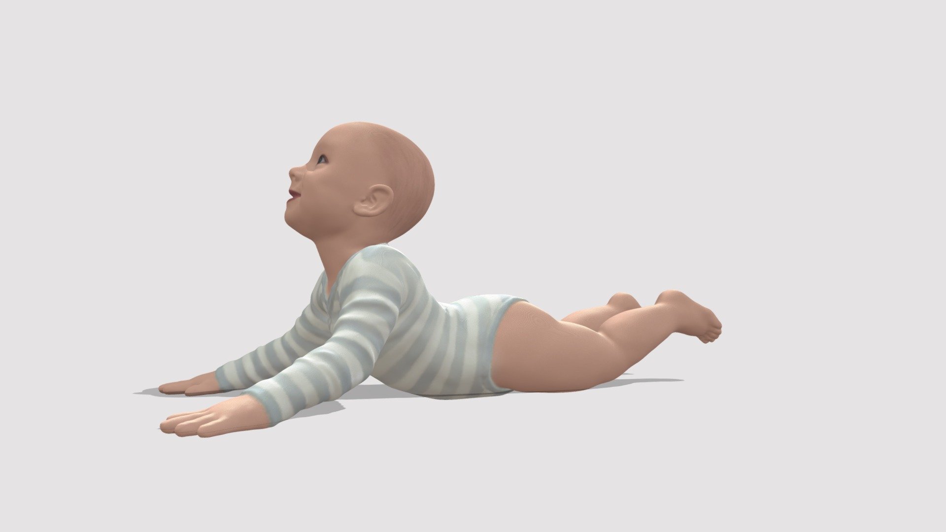 Baby in stripped suit 0587 3d model