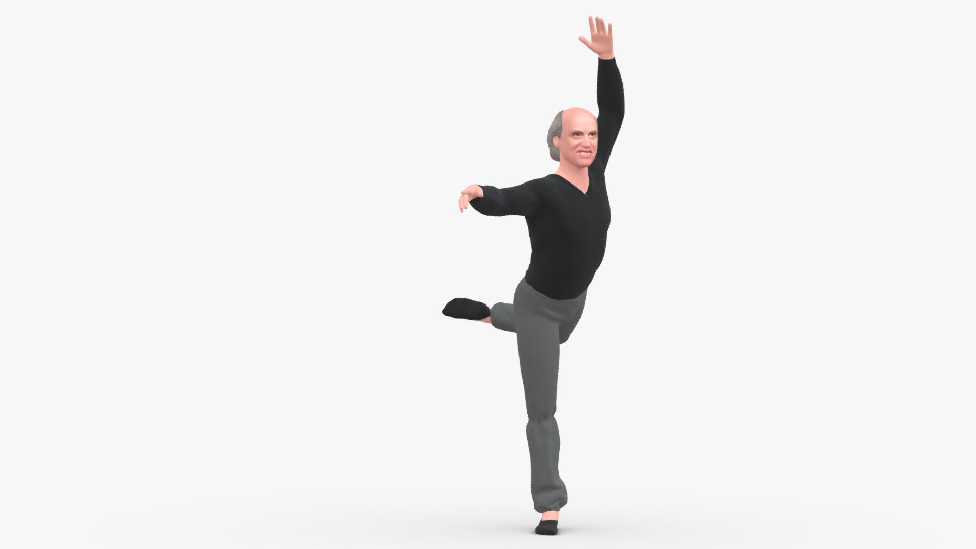 001272 ballet in black top and gray pants 3d model