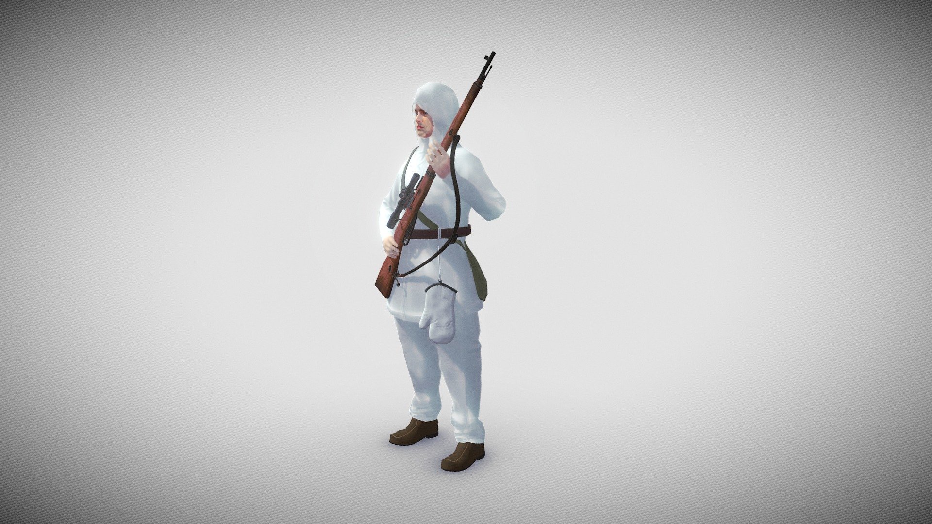 Finnish sniper in winter cammo 3d model