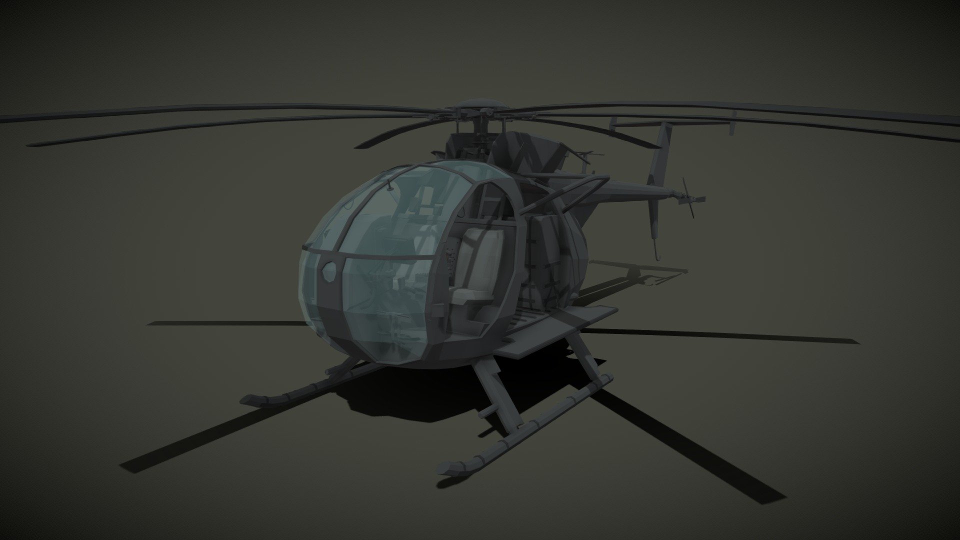 Low Poly MH-6 Little Bird 3d model