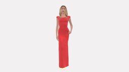 Woman In Long Red Dress 0535