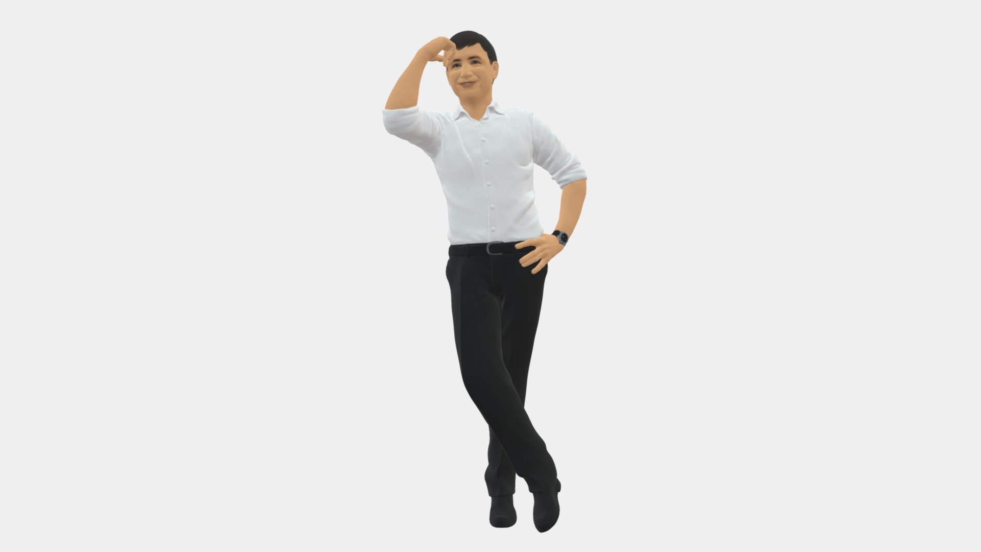 Man In White Top Smiling 0645 3d model