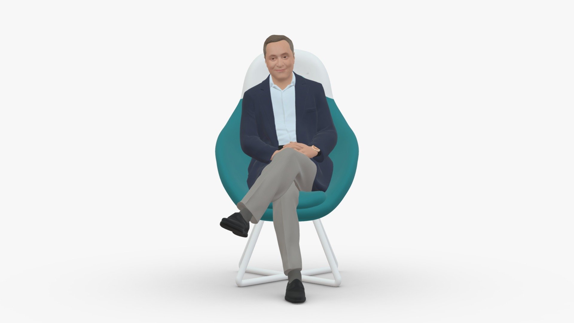 001058 man in suit seat in armchair 3d model