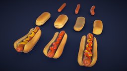 Stylized Hot Dogs and Buns