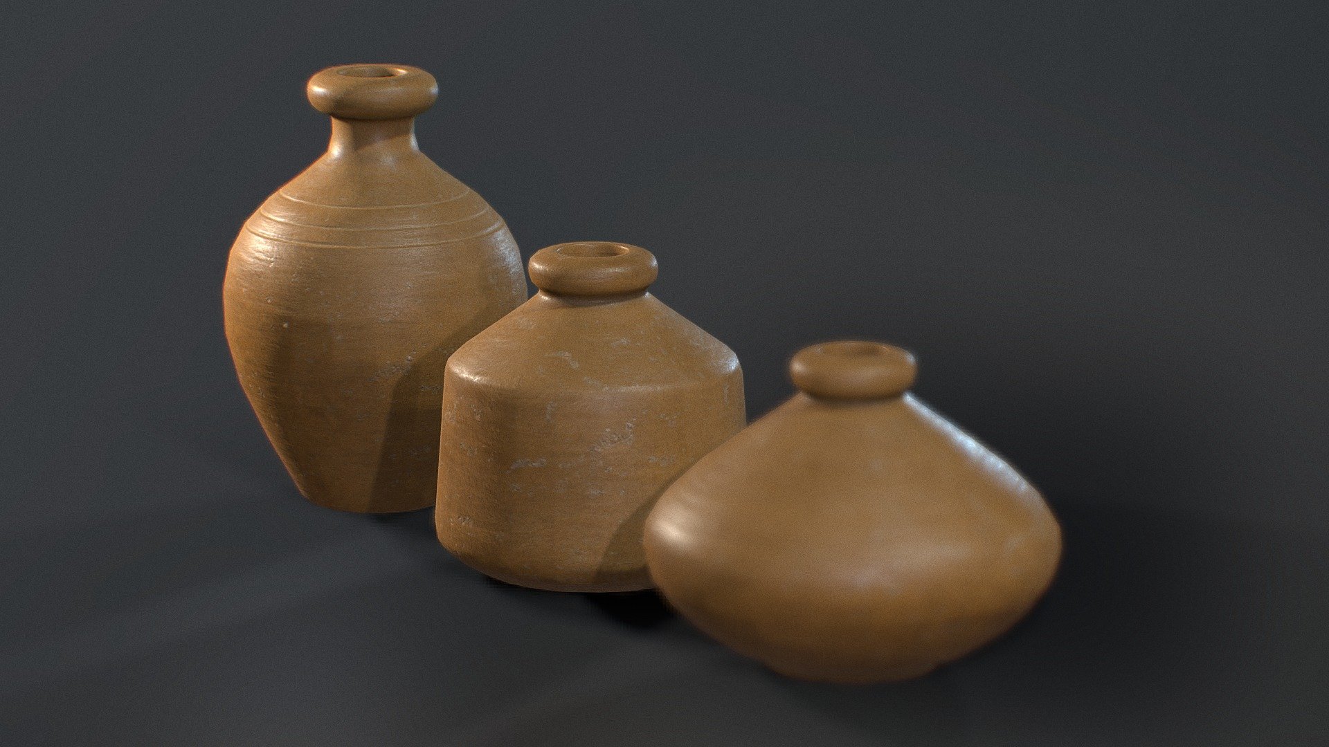 Clay Pottery Pots 3d model