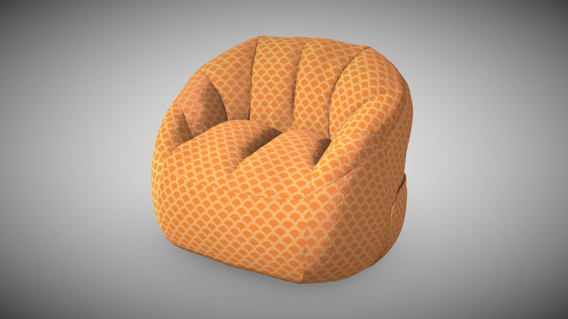 Velvet Beanbag Seat 3d model