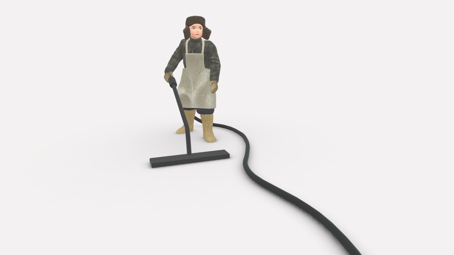 001314 guy in winter coat and vacuum cleaner 3d model