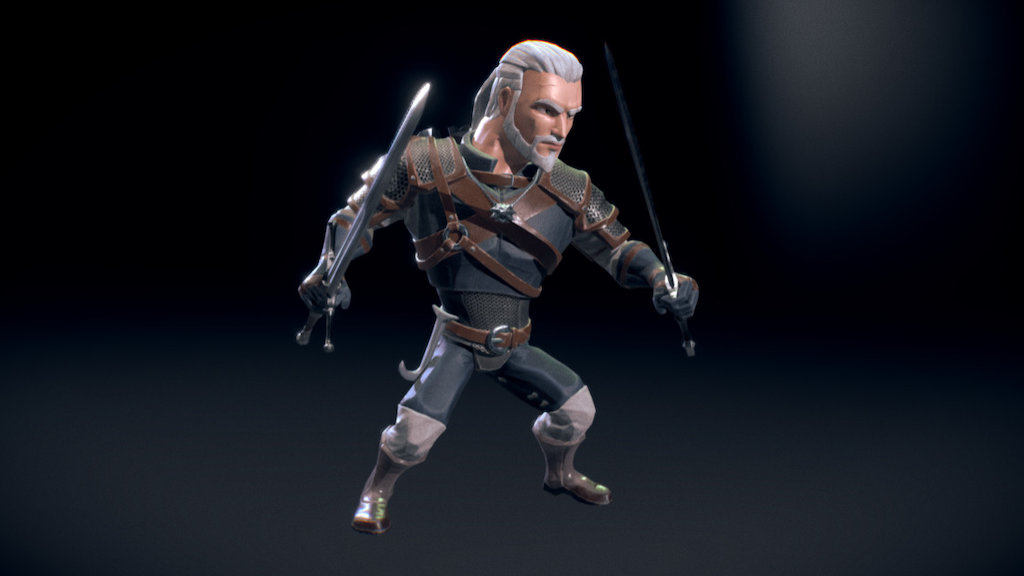 Witcher in Disney Infinity Style 3d model