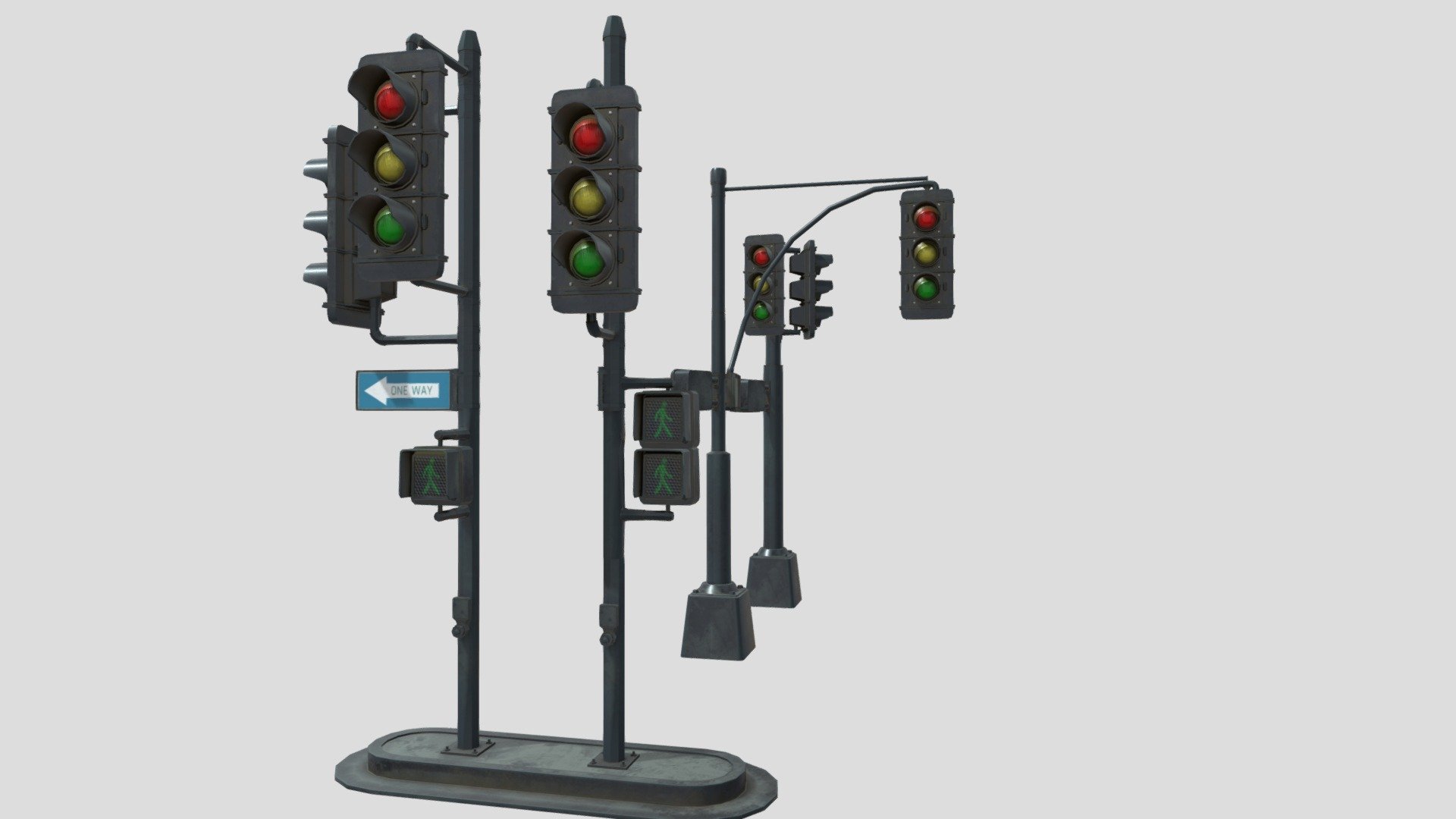 traffic lights with 4k texture clean and dirty 3d model