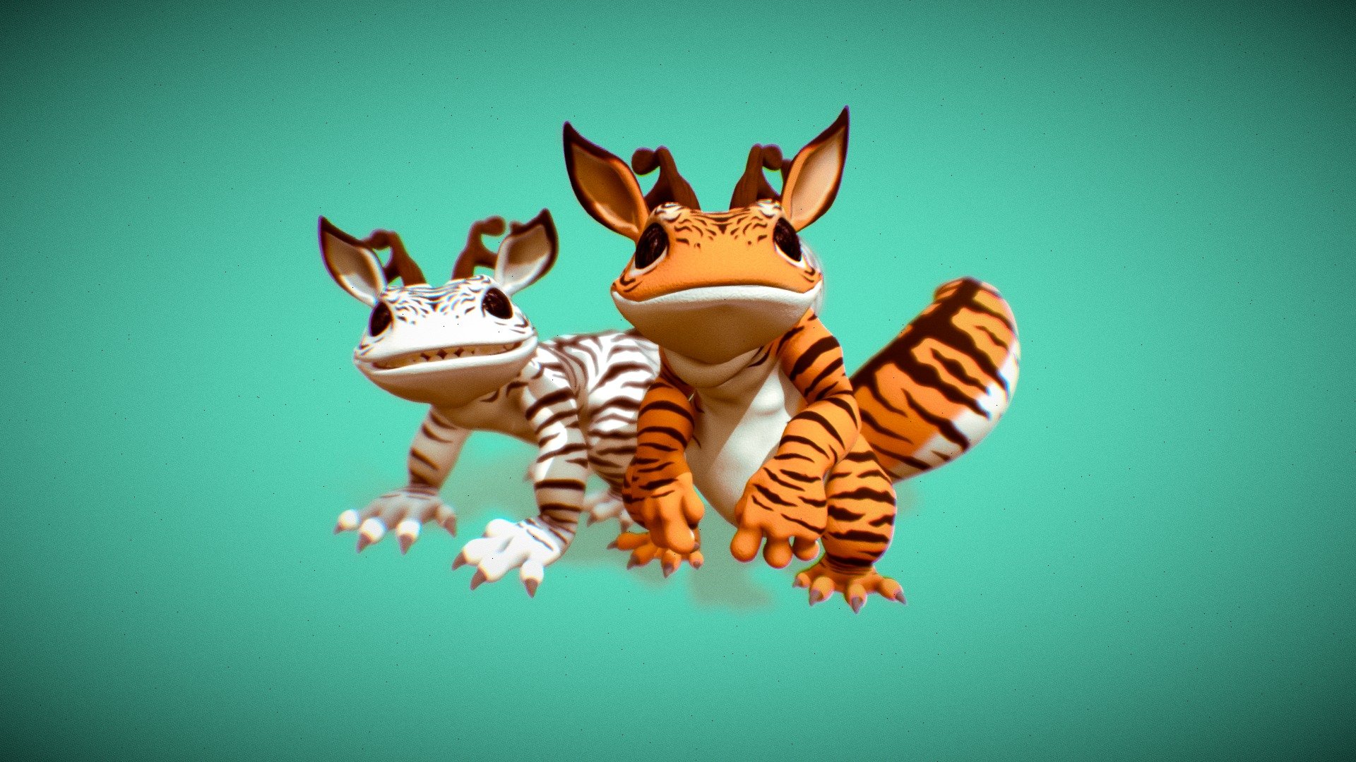 Dragon Tiger Newts 3d model