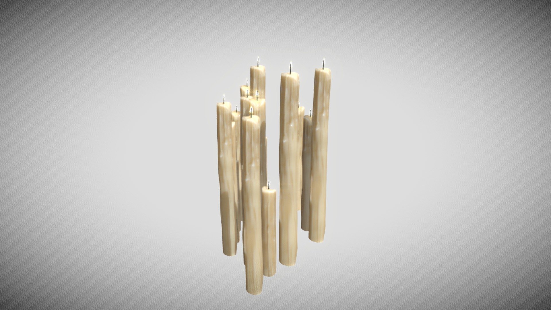 Thin Melted Candles 3d model