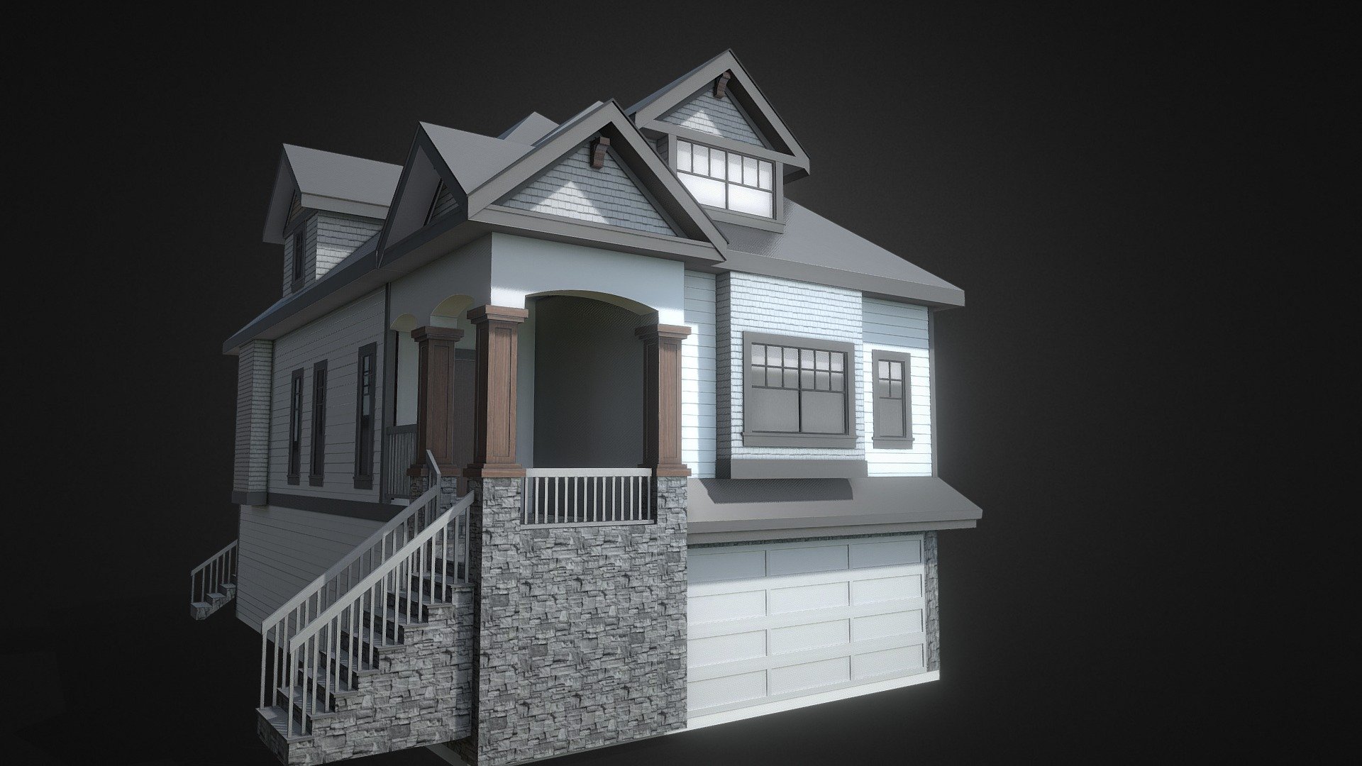 MODERN RANCH HOME 3d model