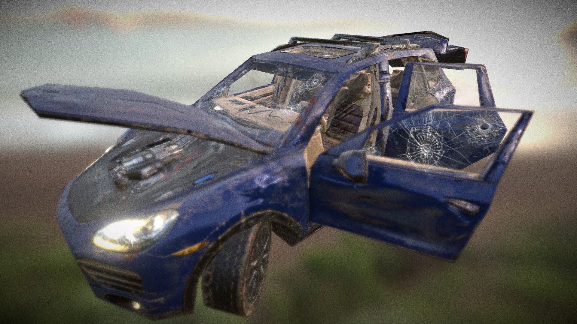 Porsche Cayenne Damaged 50 3d model