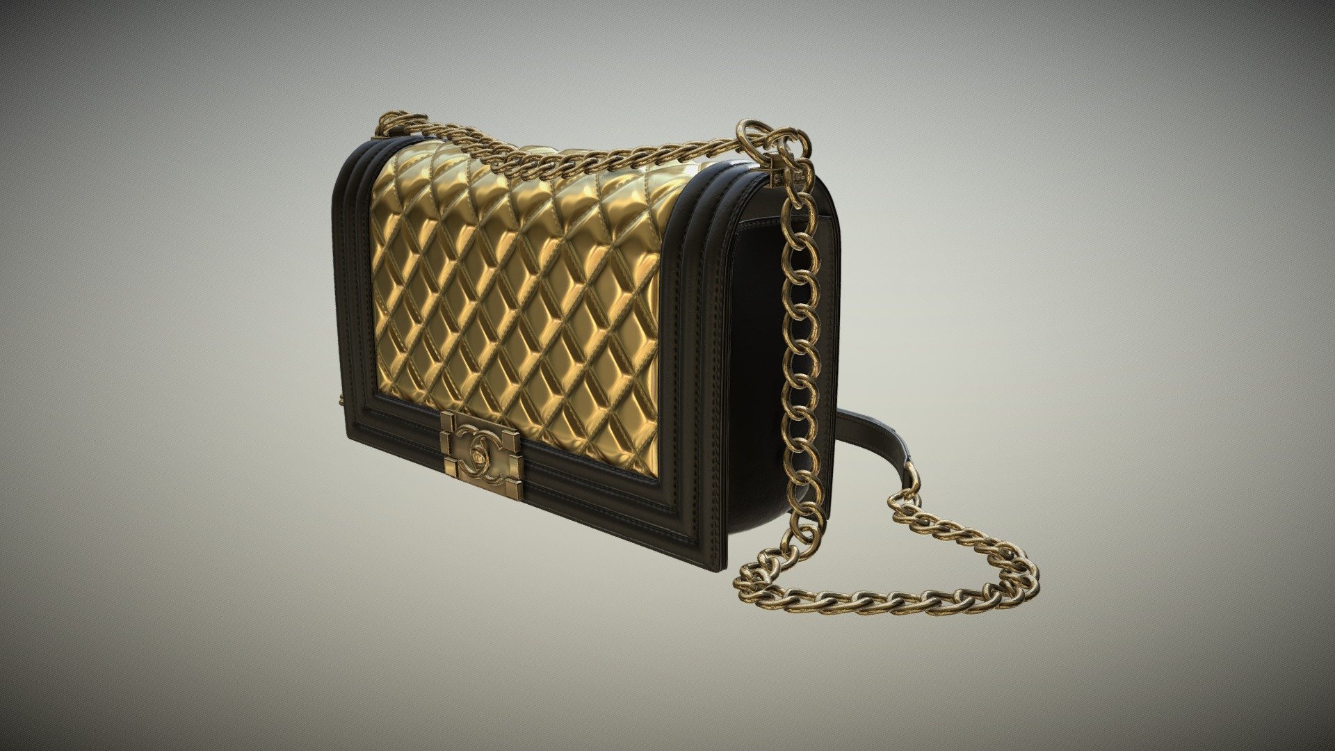 Chanel Purse Black/Gold 3d model