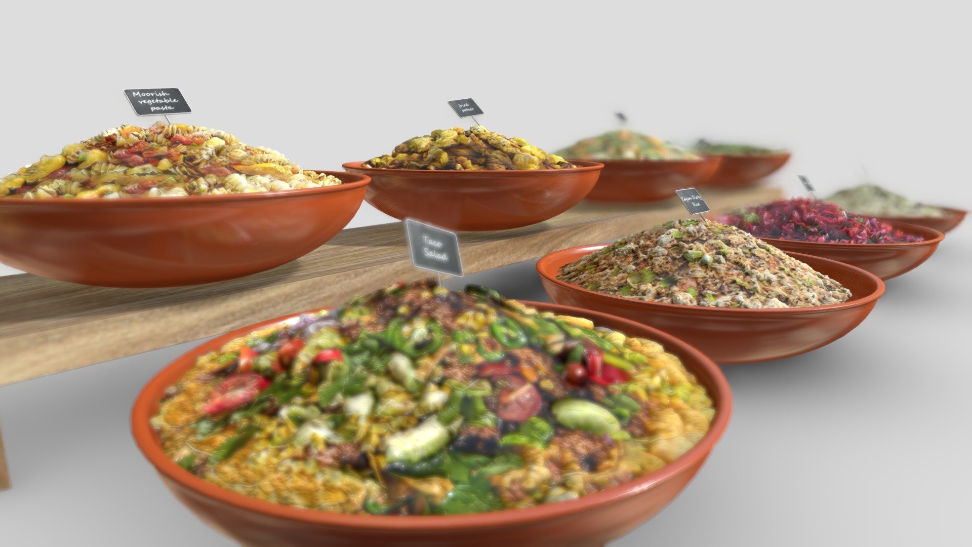 Varied salad bar 3d model