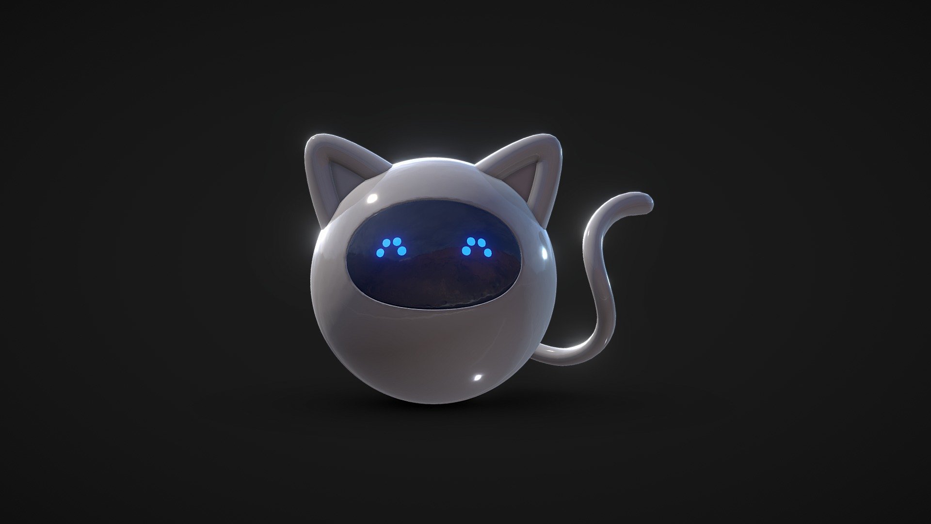 Robo round cat astronaut 3d model