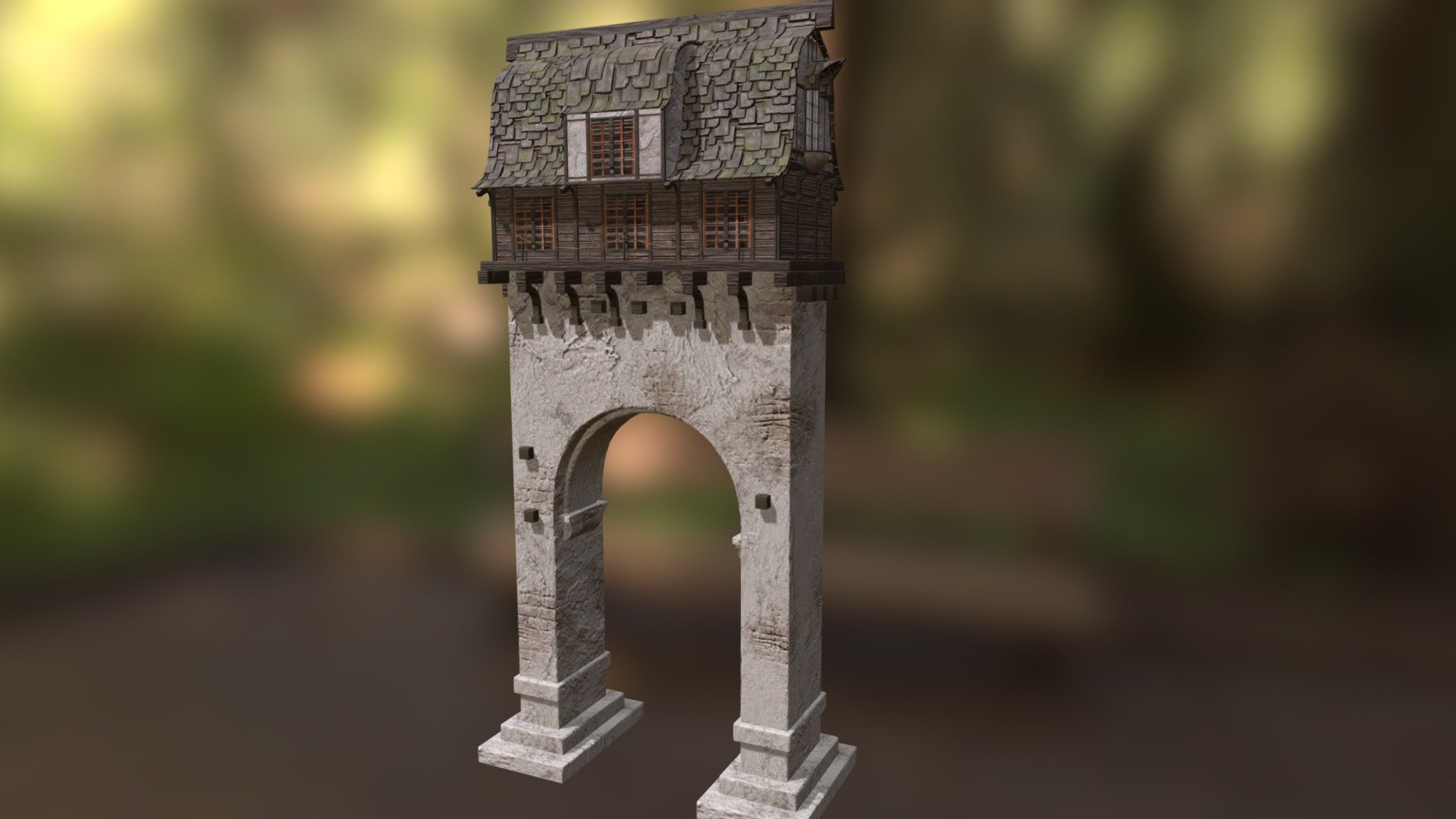 Fantasy Medieval Gatehouse 3d model