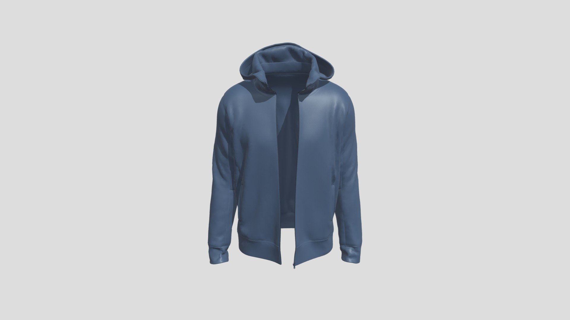 Men Zip-up Hoodie 2 Unzipped 3d model