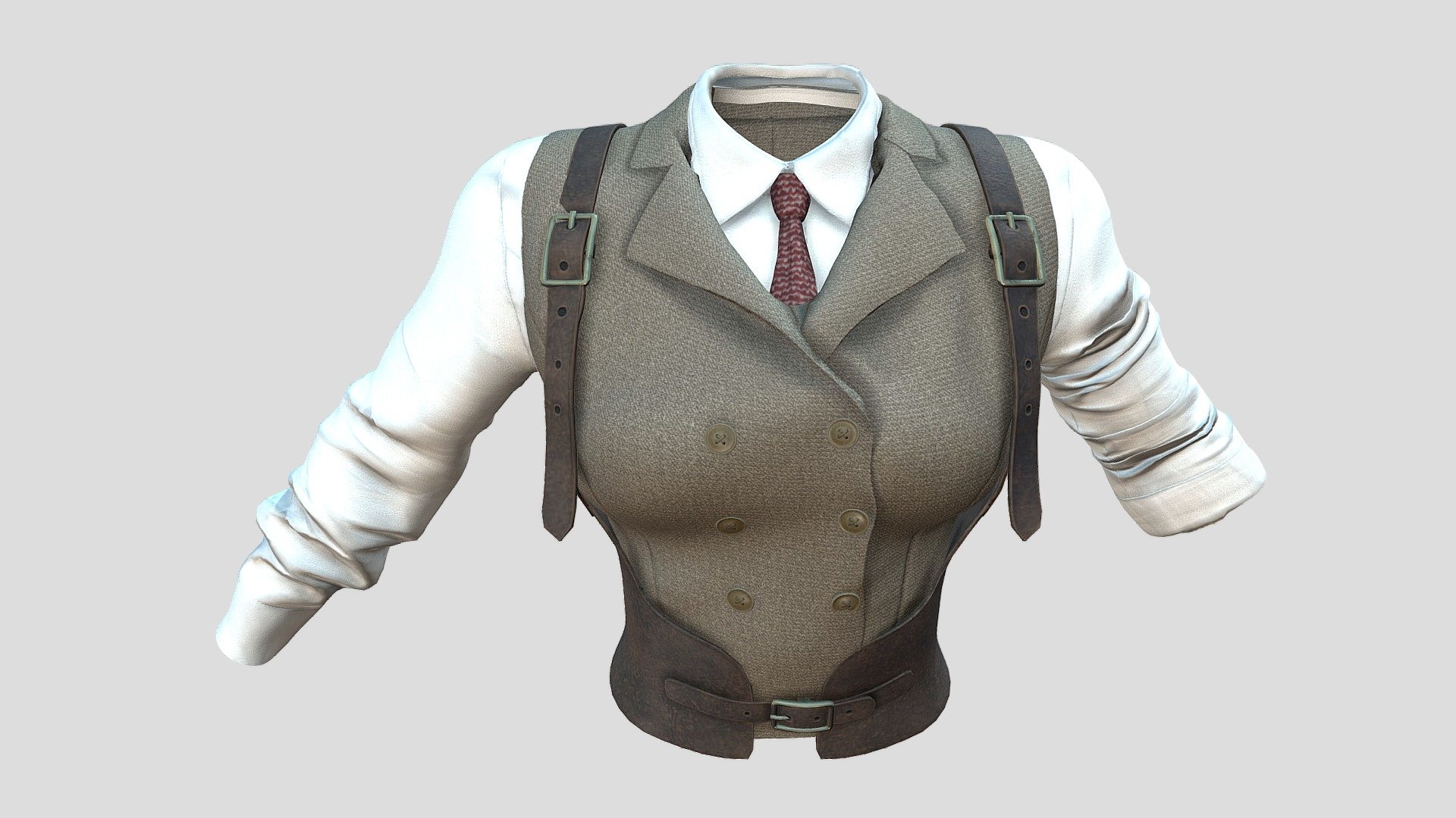 Female Officer Shirt And Vest 3d model