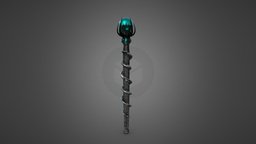 Fantasy Dark Magic Wand with Green Orb