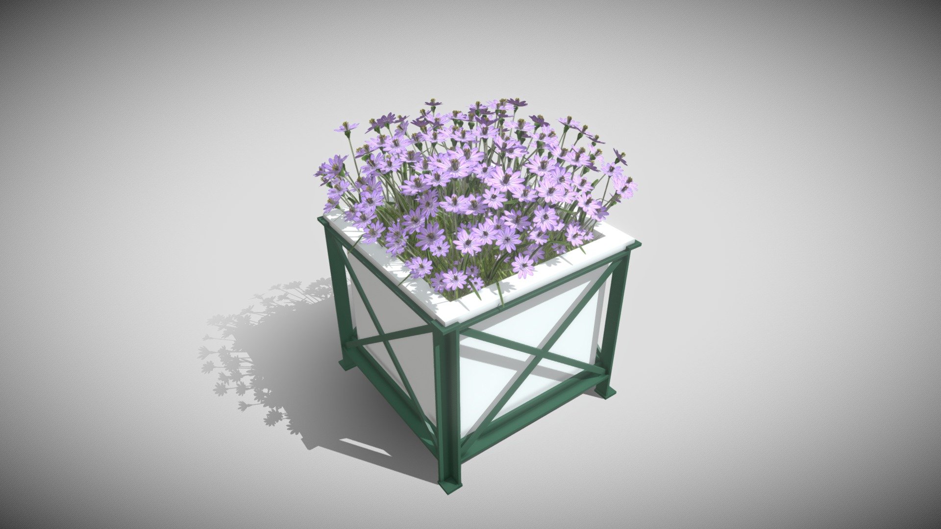 City Flower Pot Violet Flowers 3d model