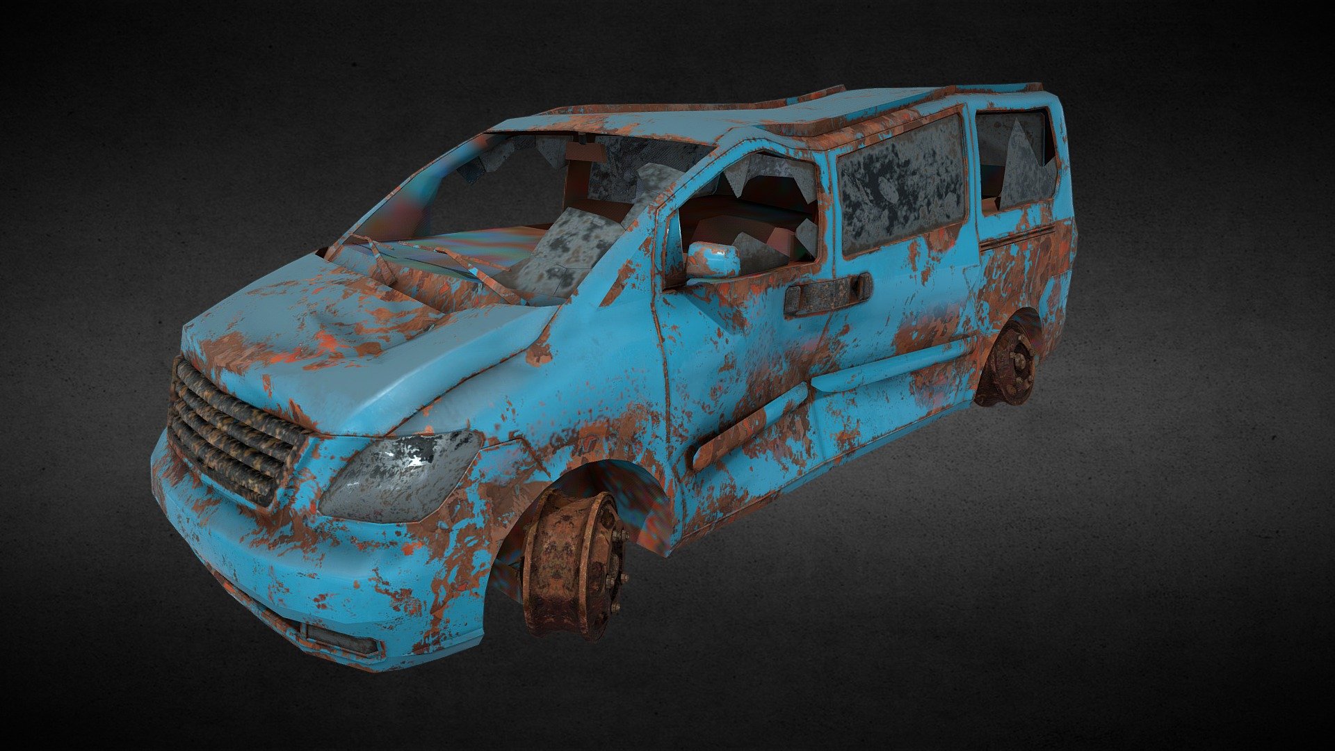 Post-Apocalyptic Abandoned Minivan 3d model