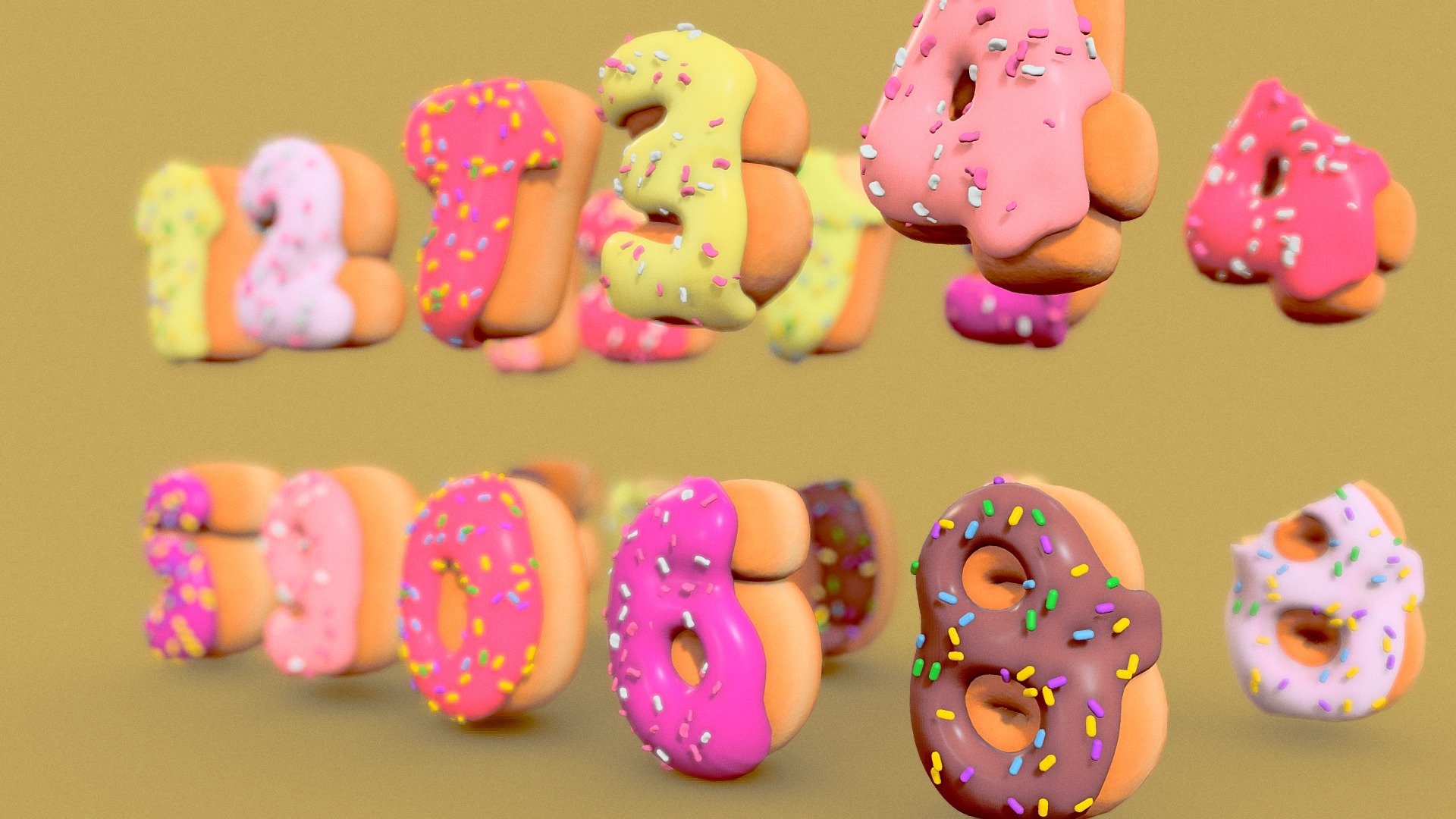 Donut numbers 3d model