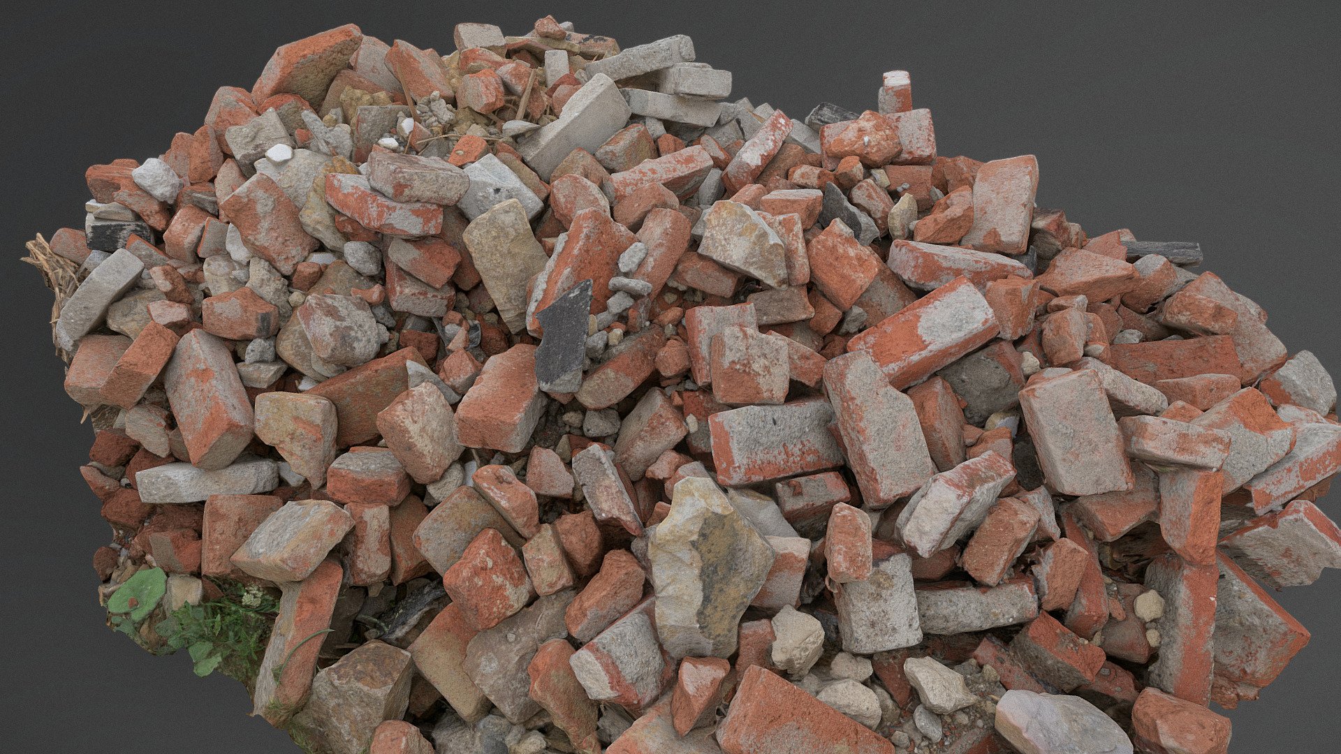 Pile of construction old debris bricks 3d model