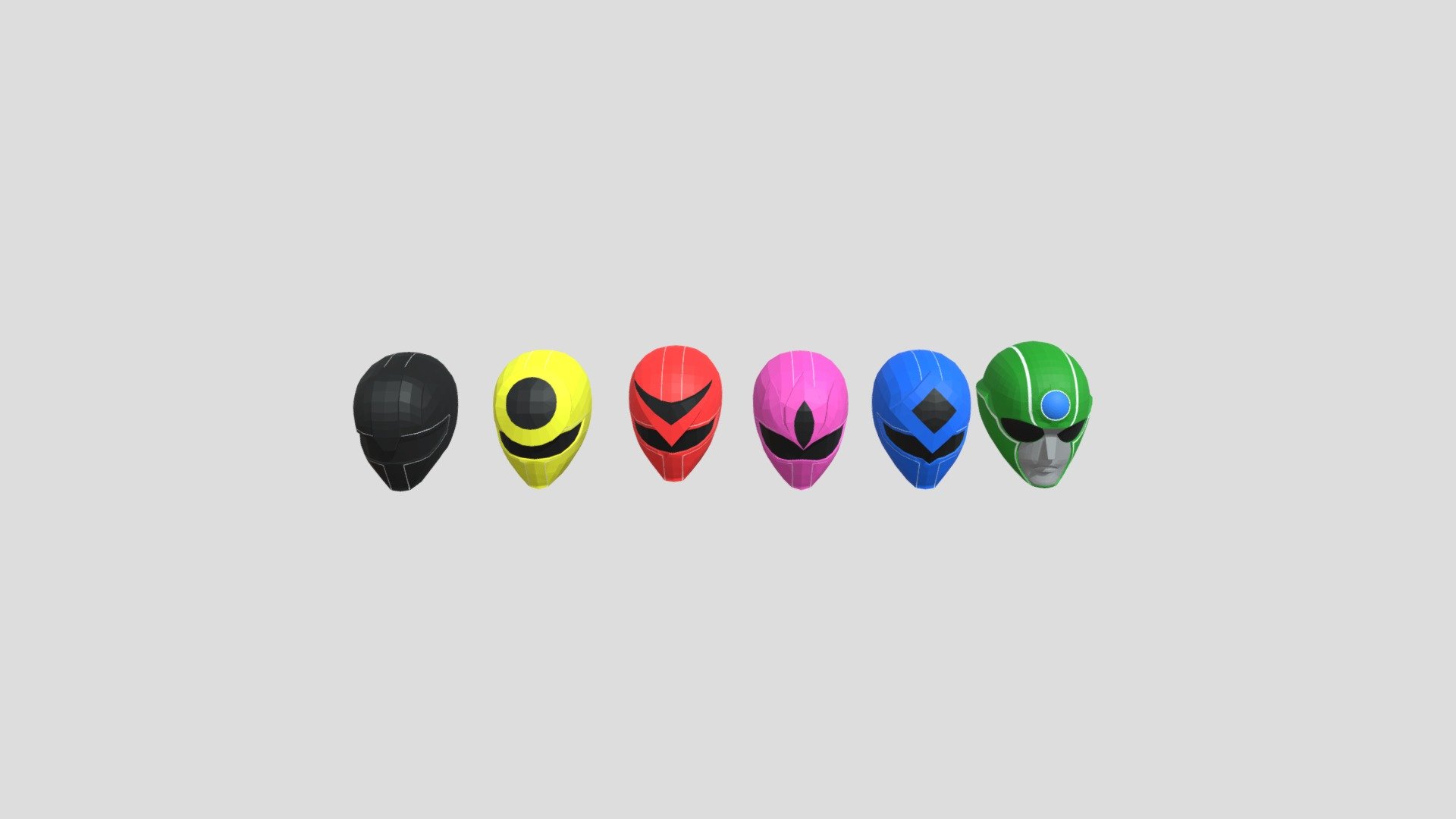 Hikari Sentai Maskman All Helmets 3d model