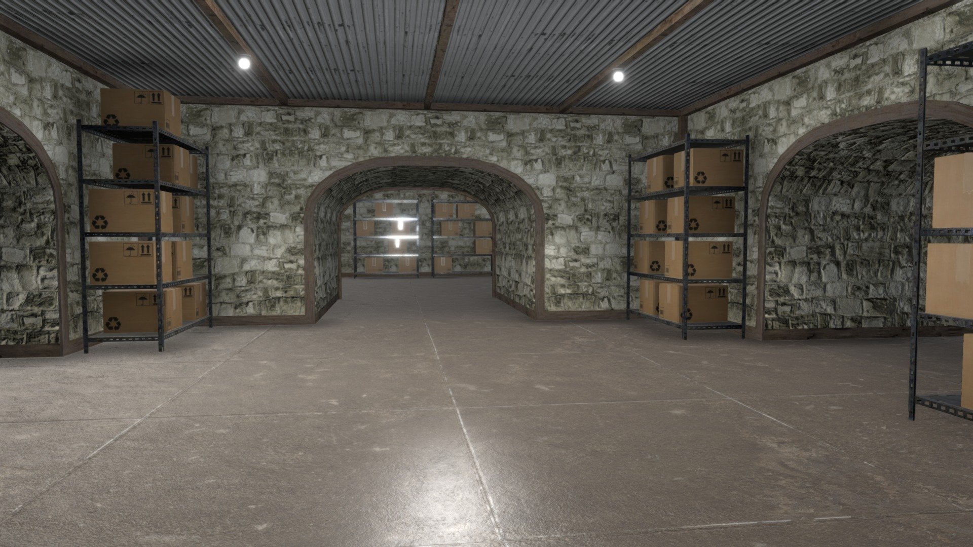 Underground Bunker Warehouse 3d model