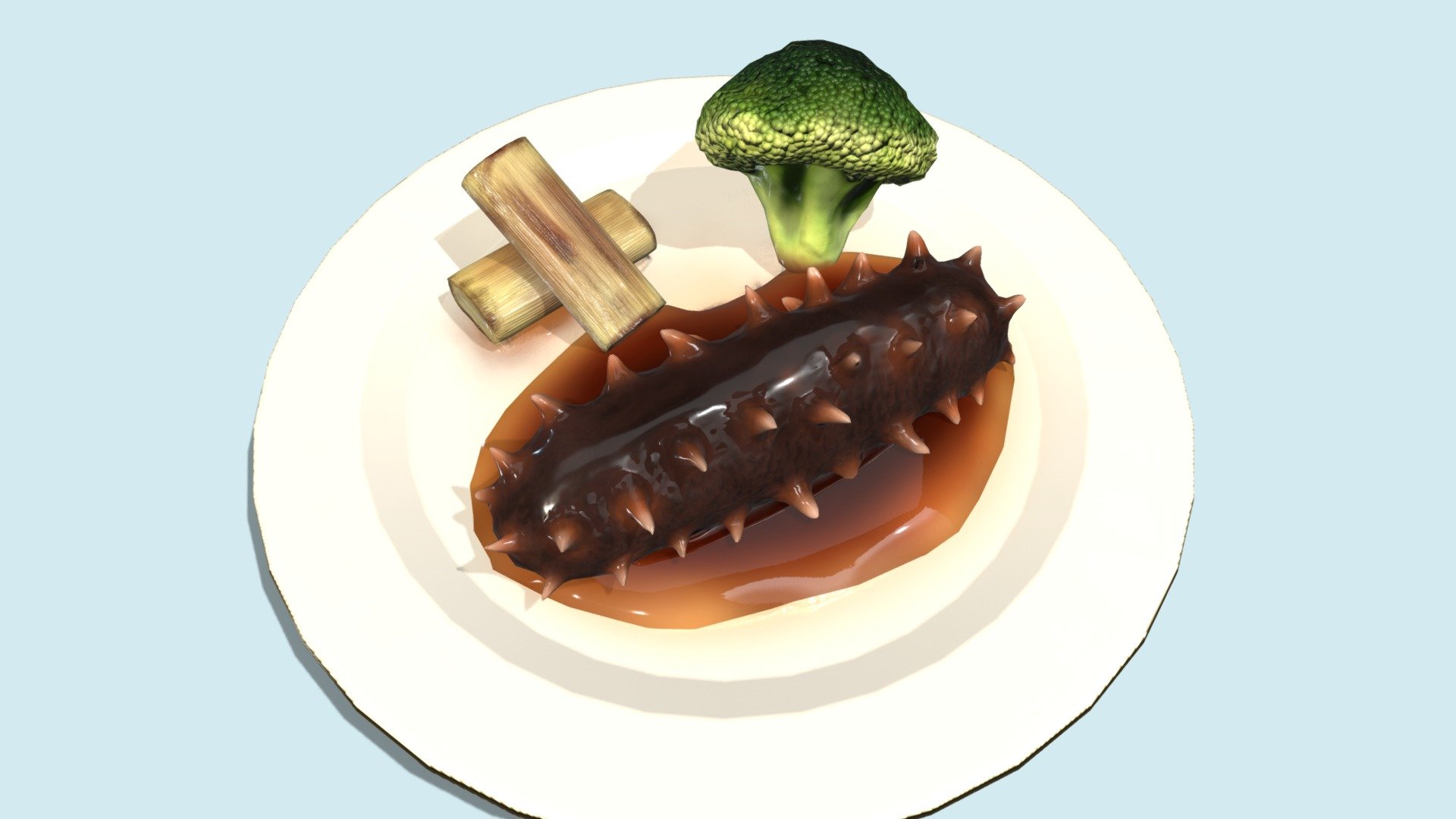 Asia Food Braised Sea Cucumber 3d model