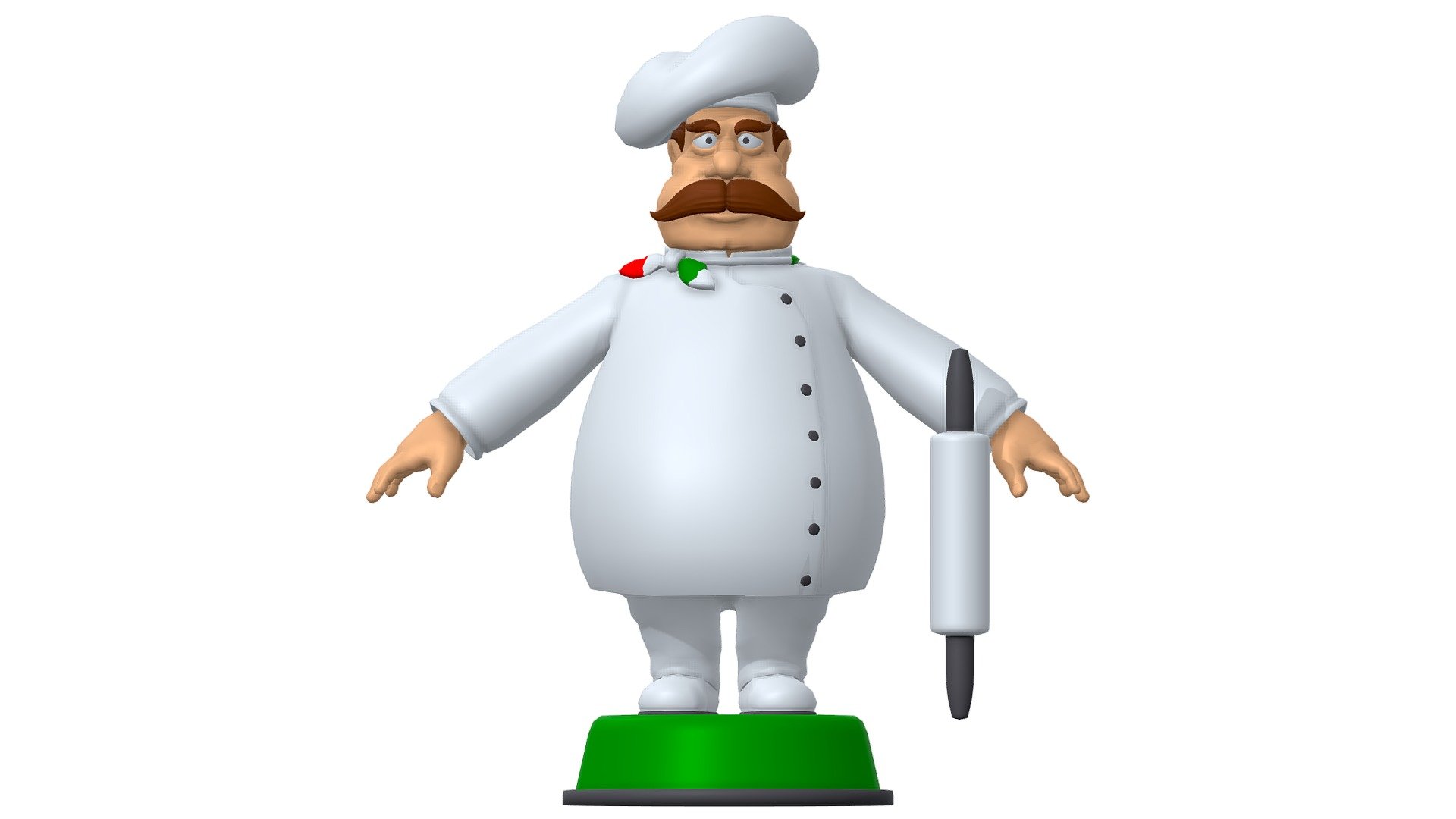 High Poly Statuette Italian Chef Cook T-Pose 3d model