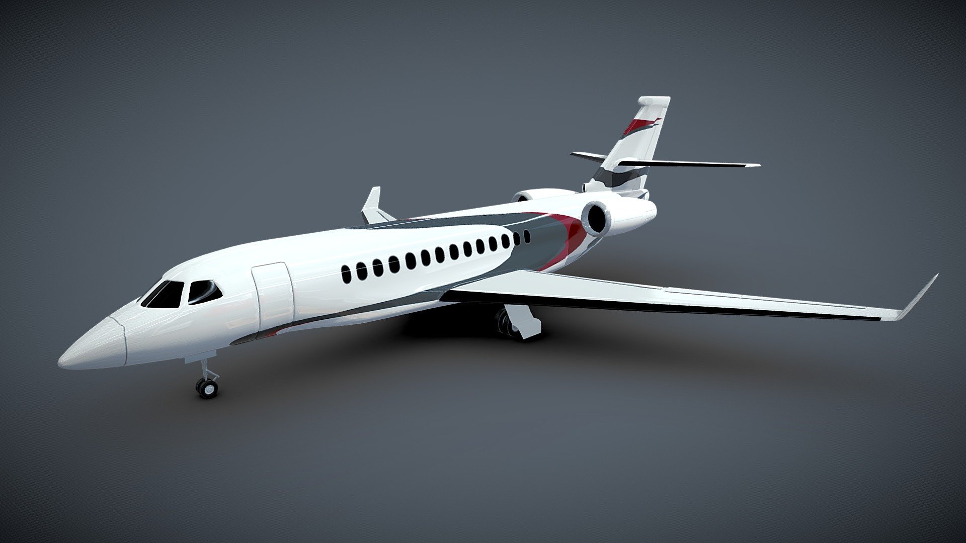 Dassault Falcon private jet 3d model