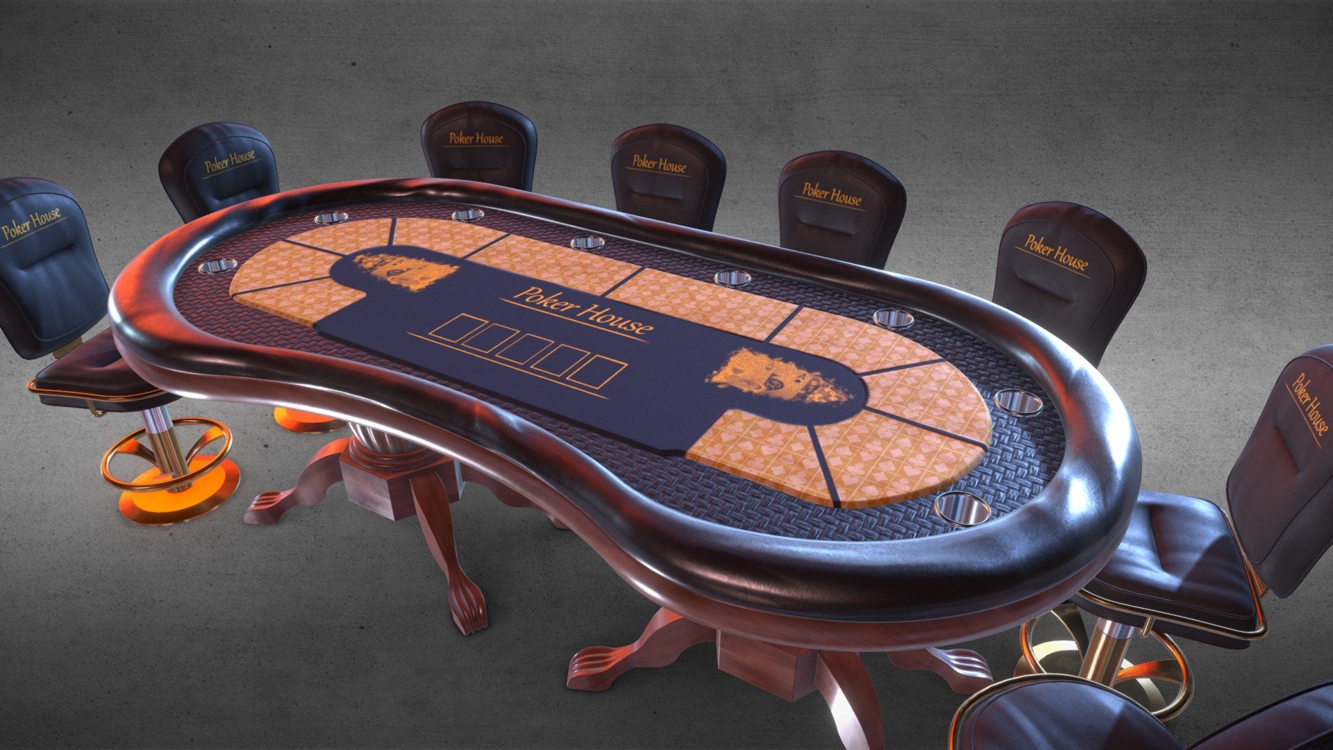 Poker table 3d model