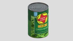 Green Beans Can Low Poly PBR