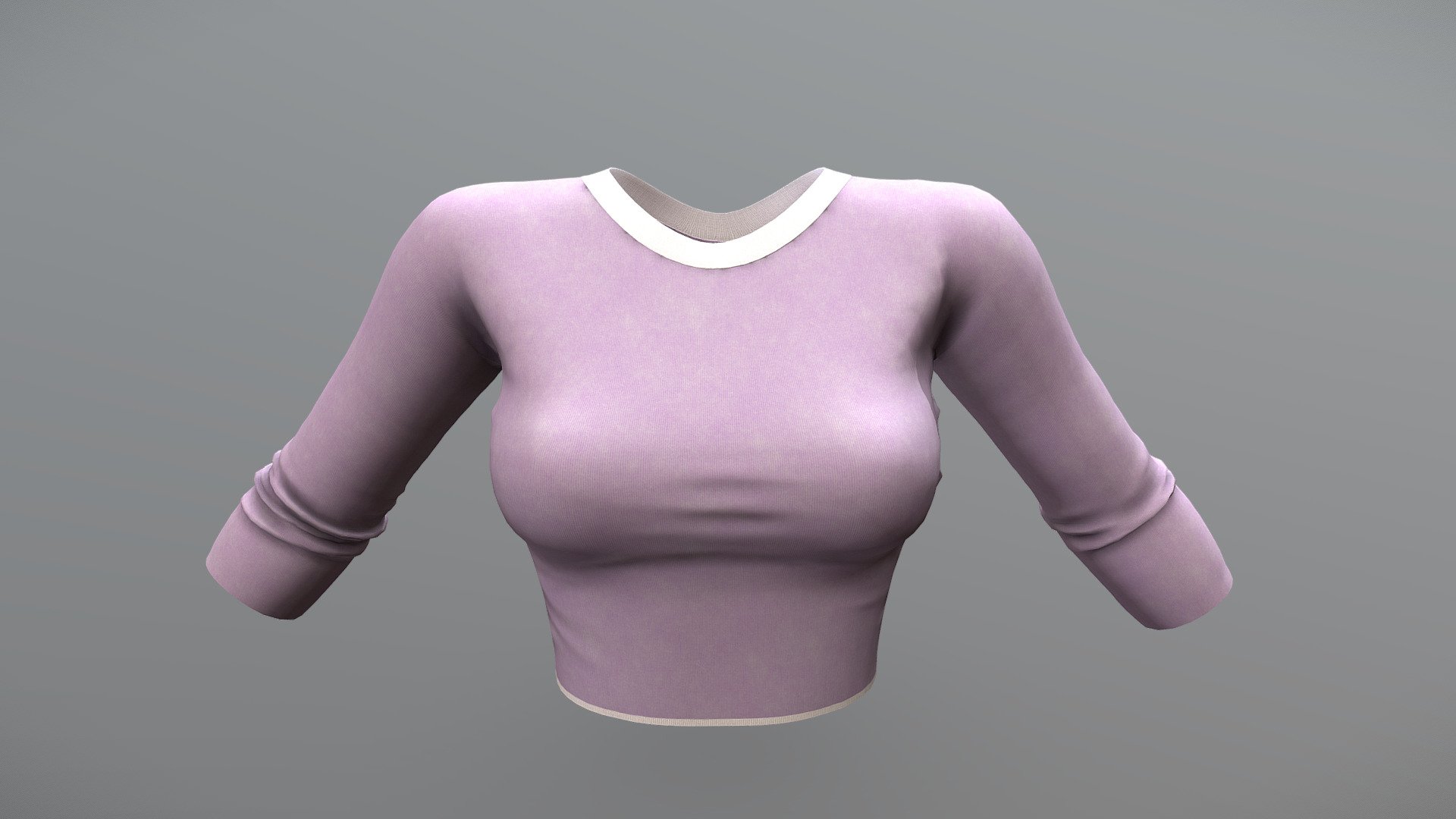 Long Sleeves Crop Sports Female Top 3d model