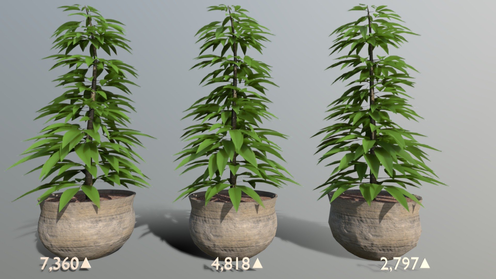 Potted Bush w/ LOD 3d model