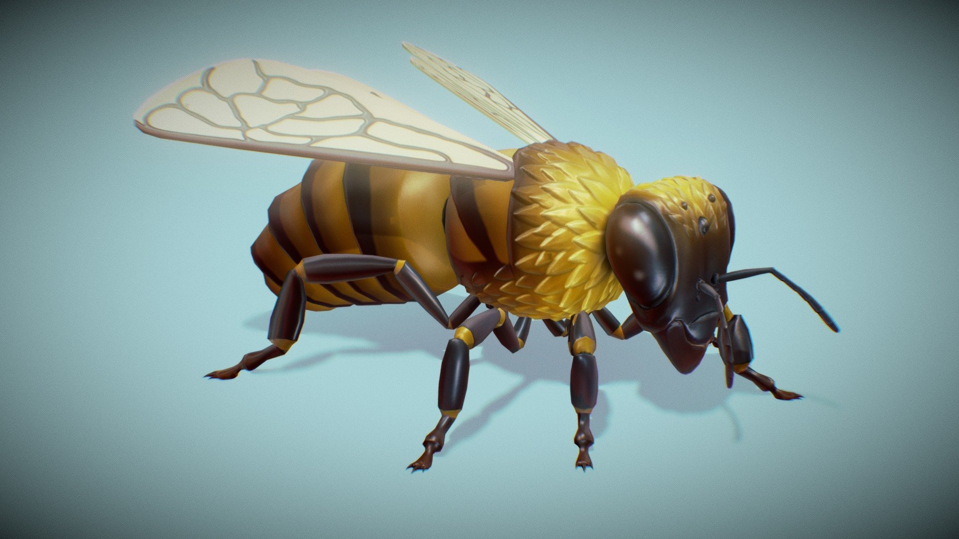 Stylized worker bee 3d model