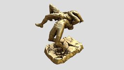 grapplers sculpture, gold textured