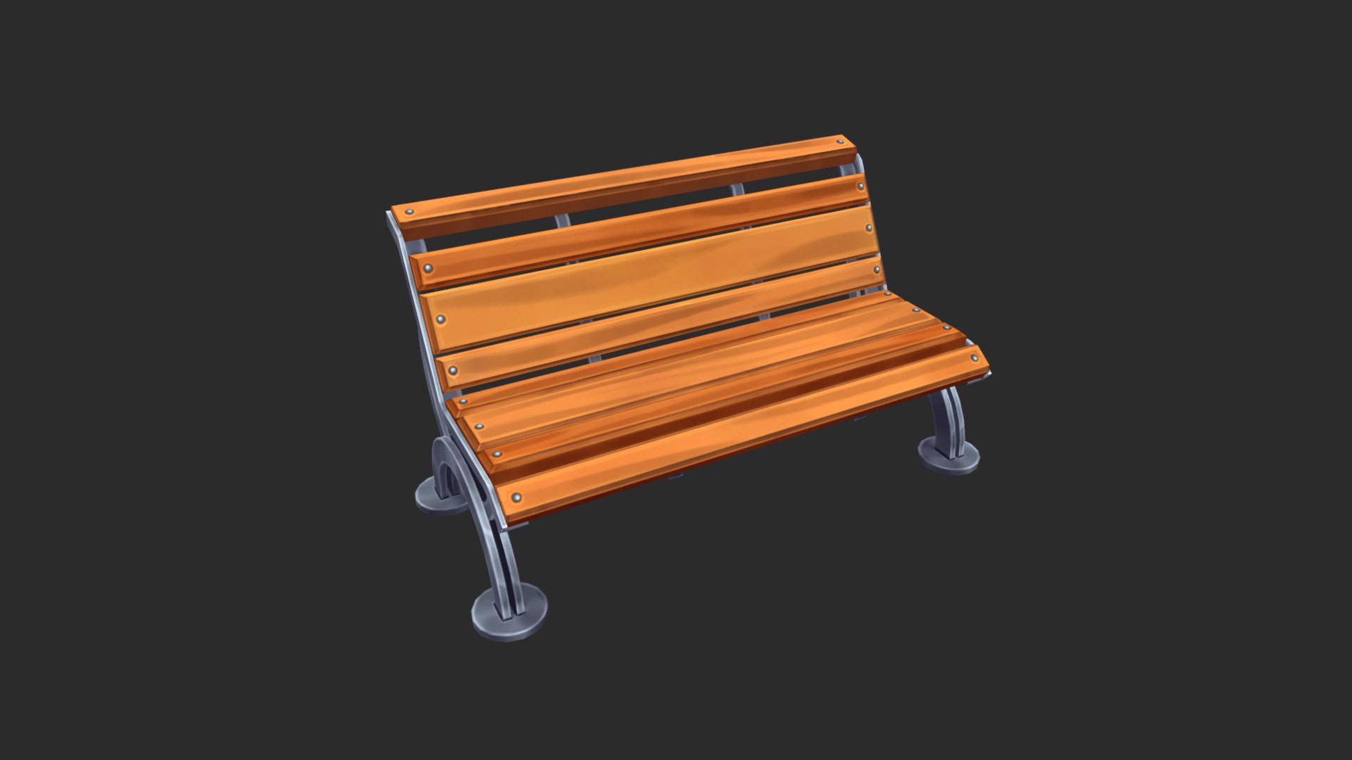 Stylized Hand-Painted Park Bench 3d model