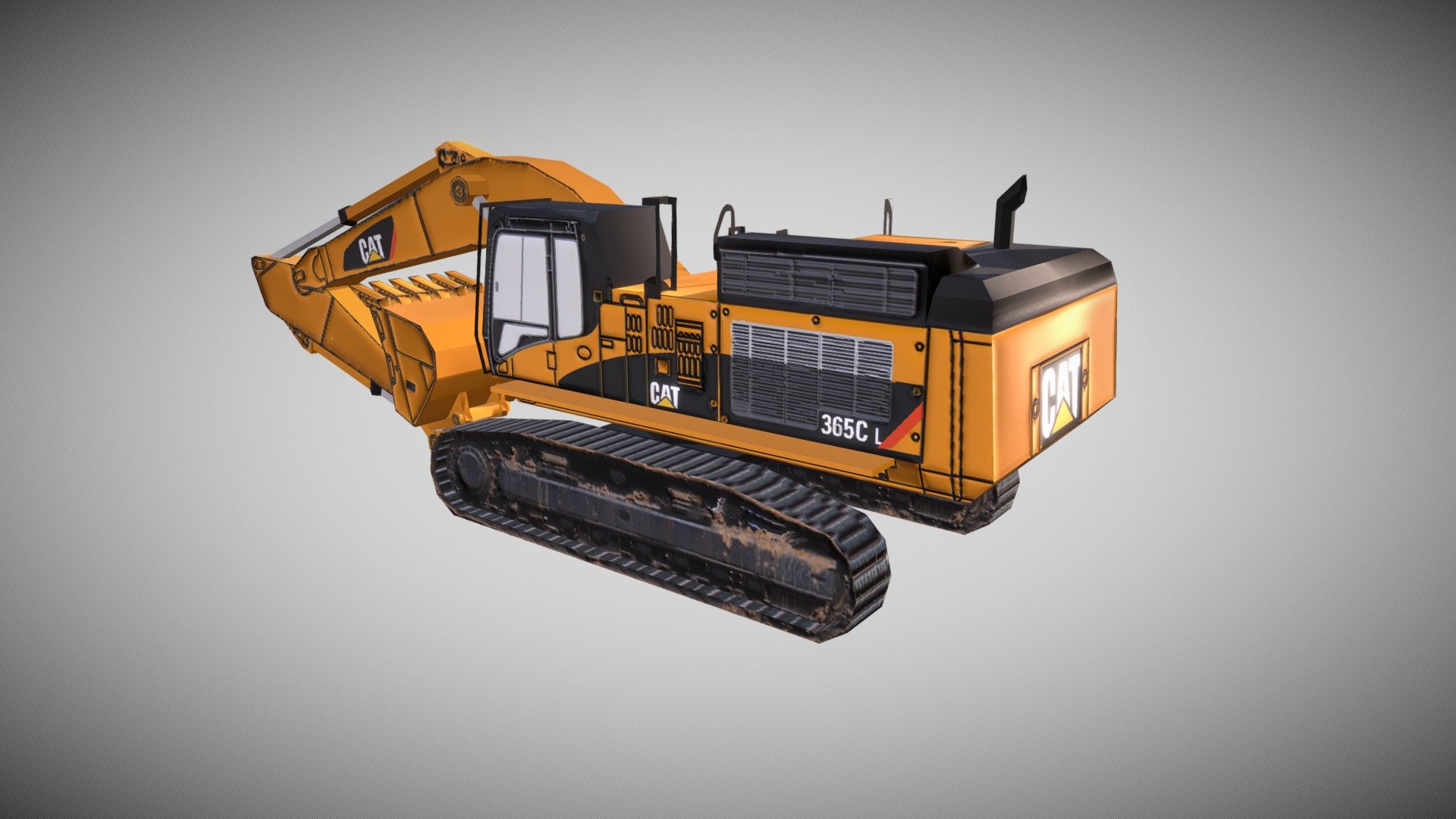 Animated Low Poly Excavator 3d model