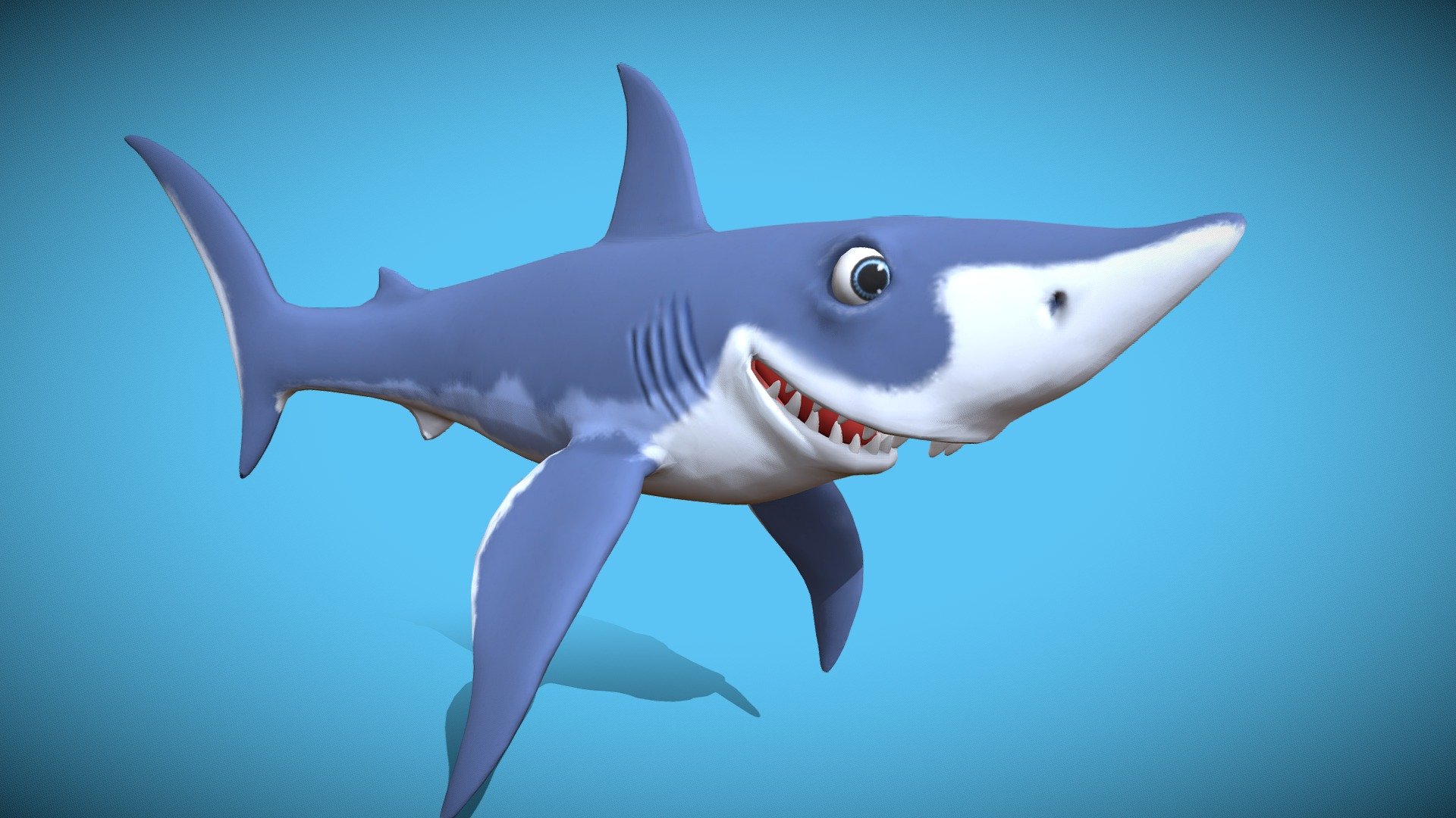 Cartoon mako shark 3d model