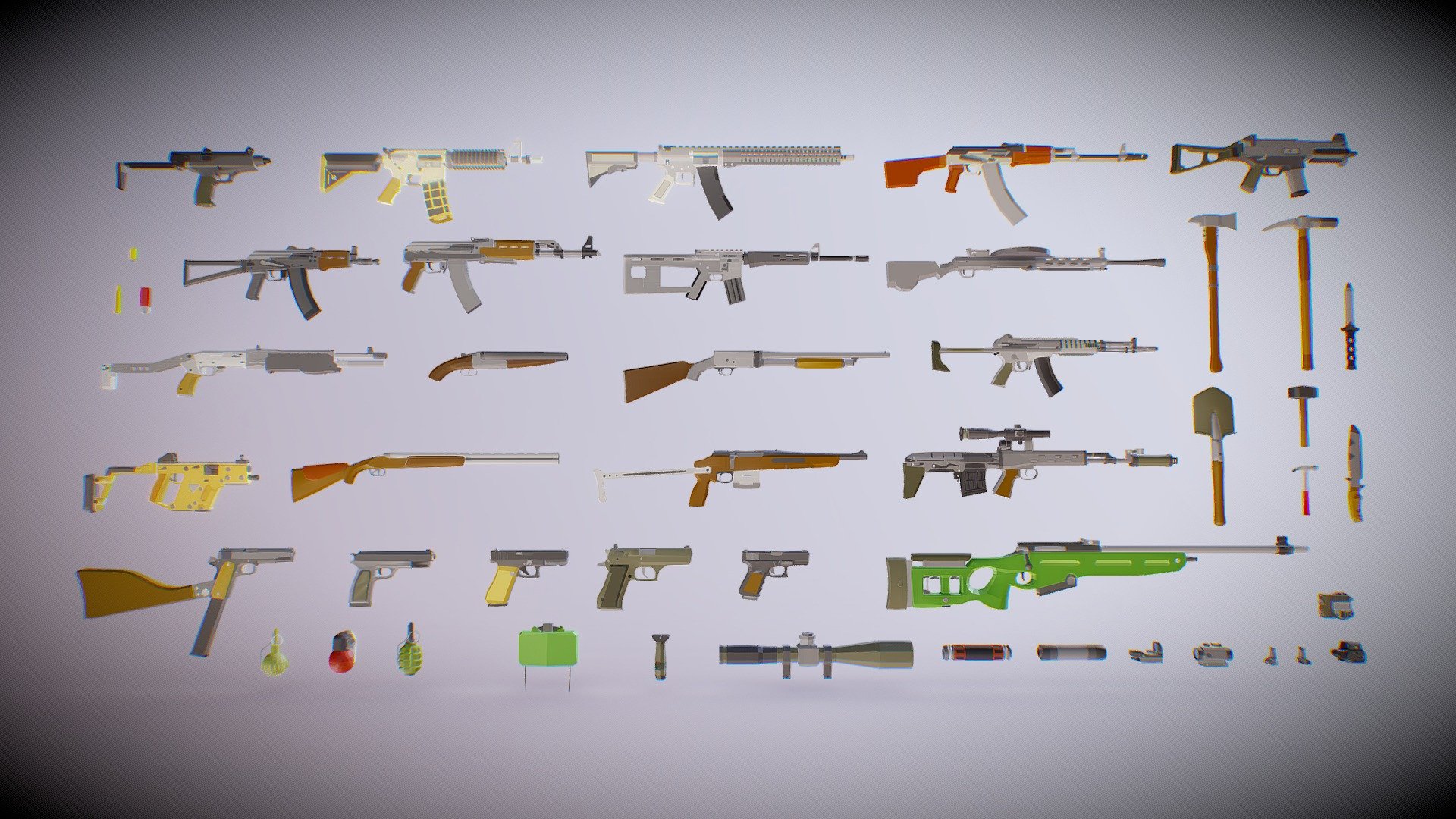 Polygonal Modern Weapons Collection 2 Asset Pack 3d model