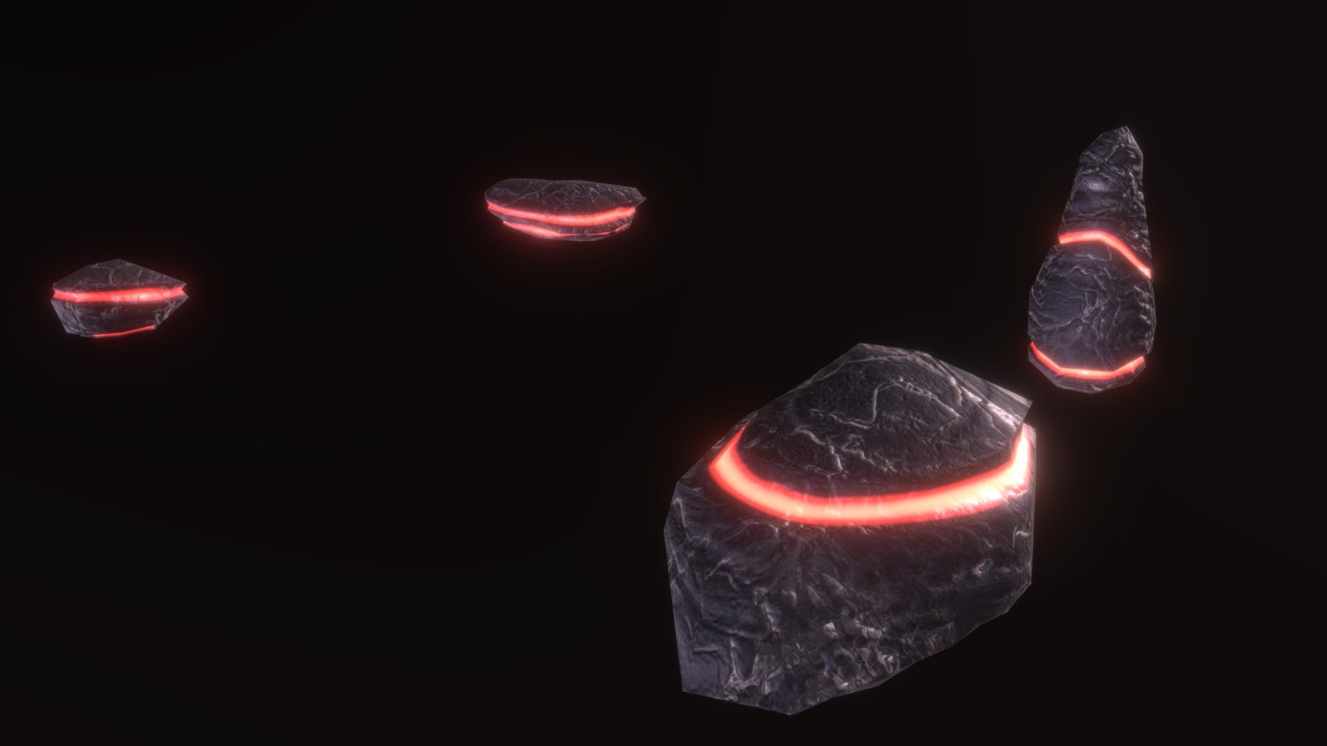 Hot Obsidian Rock Set 3d model